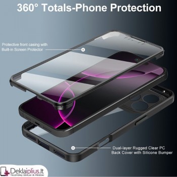 360 laipsnių smūgiams atsparus dėklas - permatomas (Apple Iphone 17 Pro/Iphone 18 Pro)